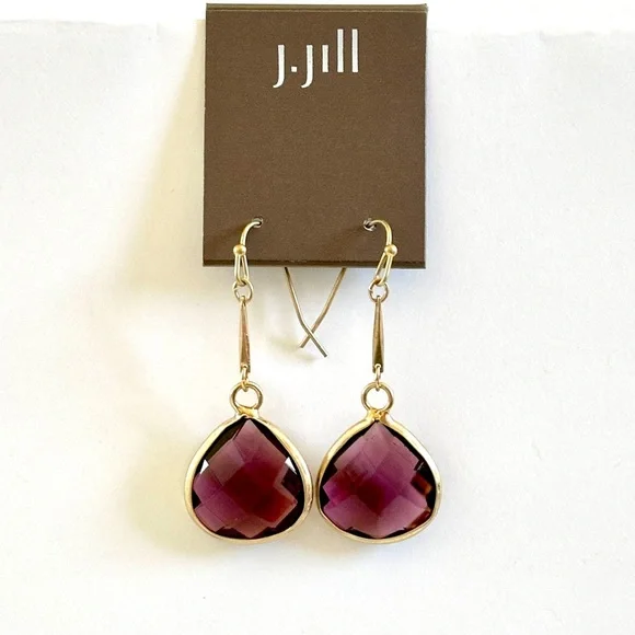 J. JILL Purple Crystal & Gold Drop Earrings | NWT - Picture 3 of 4
